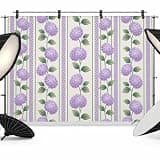 Purple Hydrangea Flowers Backdrop 7x5ft Farmhouse Country Floral Striped Photography Backdrop Photoshoot Background Tapestry Banner for Birthday Baby Shower Decoration Party Video Photo Studio Props