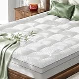 Qocismile Queen Mattress Topper,3 Inch Thick Pillow Top Mattress Pad,Bamboo Rayon Breathable Cover,Soft Queen Size Shredded Memory Foam Fill Bed Topper for Comfort Sleep Full Support Pressure Relief