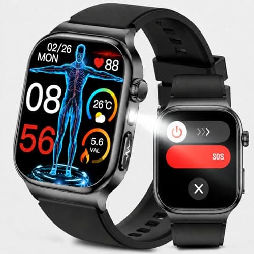 Soves Smart Watch for Men Women, 2.04" HD Fitness Tracker with Built-in Flashlight, Answer/Make Calls, 24H Heart Rate & Sleep Tracking, Smartwatch for iPhone Android