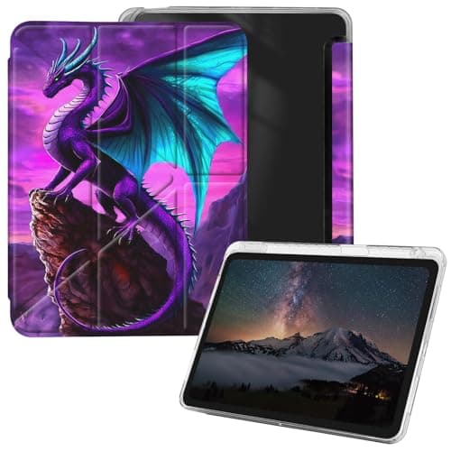 for iPad 9th/8th/7th Generation Case 10.2 inch 2021/2020/2019 Release with Pencil Holder, Stand Smart Cover with Auto Wake/Sleep Clear Protective Case - Purple Dragons