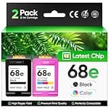 68e 68 Ink Cartridges with chip Black Tri-Color Combo 2-Pack High Yield Replacement for HP Ink 68e 68XL Compatible Work for HP Envy 6155e 6555e 6152e 6552e 6558e 6110e 6500e 6100e 6165e Printer Inkjet