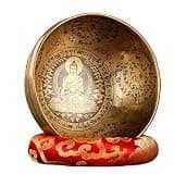 Tibetan Singing Bowls Singing Bowl Handmade Brass Sound Bowls Yoga Music Therapy Mindfullness Meditation Instruments With Accessories(19-20cm)