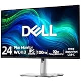 Dell Pro 24 Plus QHD Monitor, 23.8" 2560 x 1440 IPS Display, 100Hz Refresh Rate, 90W Power Delivery, USB-C Hub, RJ45 Ethernet, HDMI, DisplayPort, Height/Tilt/Swivel/Pivot Adjustable Stand(P2425DE)