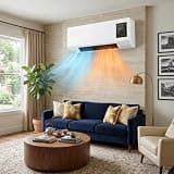 1800W 2 in 1 Wall Mounted Air Conditioner Fan, Portable Ductless Heating and Cooling Mini AC Unit, Quiet Smart Room Heater with Remote Timer for Baby Room Basement Studio (White)