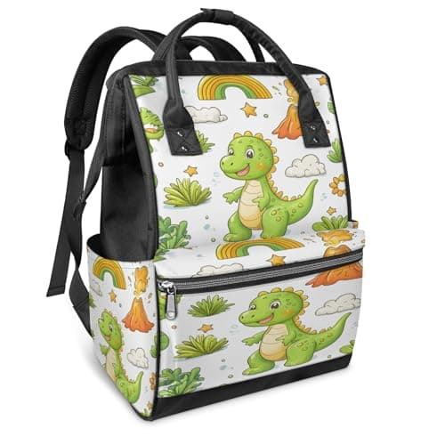 SUHENX Dinosaur Double Shoulder Mommy Bag for Woman Man Aldult,Cartoon Plants Large Capacity Backpack for Waterproof Durable for Parenting Life