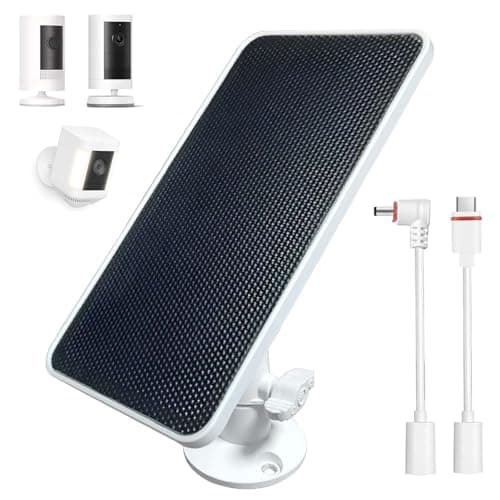 JJMASEE Solar Panel for Ring Cameras, Outdoor Solar Charger for Ring Spotlight Cam Plus/Pro (Battery), Stick Up Cam/Pro (Battery), with USB-C & Barrel Plug, 13FT Weatherproof Cable, White, 1 Pack