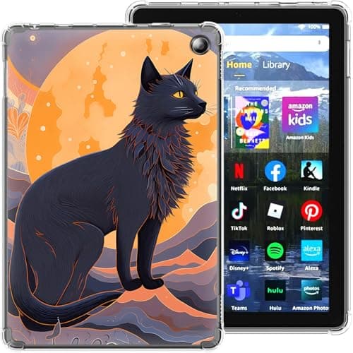 DHYYDSQZ Clear Case for All-New Amazon Fire Tablet 7 (Only Fits 12th Generation, 2022 Release) 7" Moon Art Wolf Design Slim Lightweight Soft TPU Transparent Silicone Back Cover Case for Fire 7 2022
