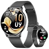Jugeman Smart Watch for Women, 1.32" AMOLED Screen Fitness Tracker with Bluetooth Calling (Answer/Make Calls), Step Heart Rate Sleep Monitor, IP68 Waterproof Watch for Android/iPhone (Black)
