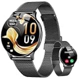 Jugeman Smart Watch for Women, 1.32" AMOLED Screen Fitness Tracker with Bluetooth Calling (Answer/Make Calls), Step Heart Rate Sleep Monitor, IP68 Waterproof Watch for Android/iPhone (Black)