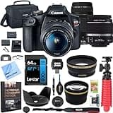 Canon T7 EOS Rebel DSLR Camera with EF-S 18-55mm f/3.5-5.6 is II and EF 75-300mm f/4-5.6 III Lens Plus Double Battery, Memory Card, Deluxe Case, Cleaning Kit and Mini Tripod Accessory Bundle