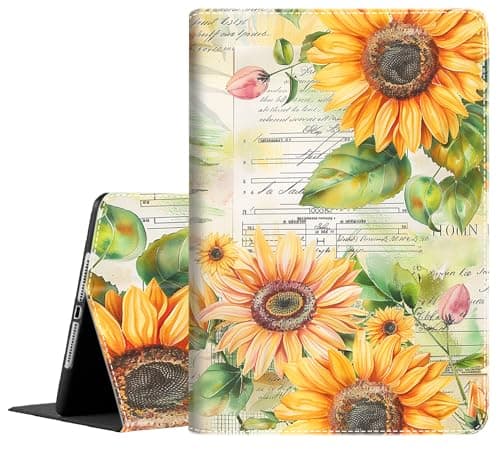 Case for iPad (A16) 11th Generation 11 Inch (2025), iPad 10th Generation 10.9 Inch (2022),Slim Fit Foldable Standing Cover Case with Auto Sleep/Wake, Retro Sunflowers