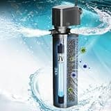 Aquarium Filter for 75-200 Gallon Tank, U-V Fish Tank Green Clean Machine Submersible Powerful Pump Canister Filter 300GPH for Pond Turtle Tank Saltwater Freshwater Crystal Clear Green Killing