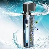 Aquarium Filter for 75-200 Gallon Tank, U-V Fish Tank Green Clean Machine Submersible Powerful Pump Canister Filter 300GPH for Pond Turtle Tank Saltwater Freshwater Crystal Clear Green Killing