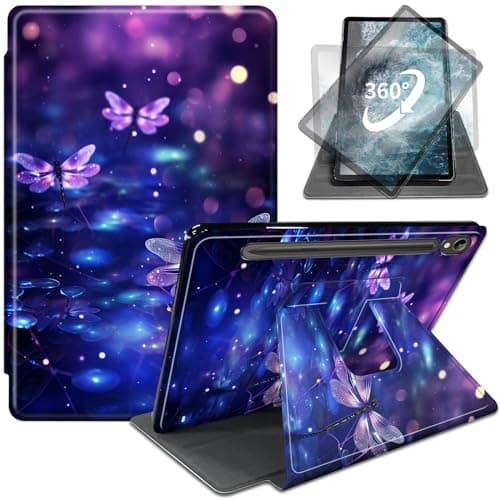 Case for Samsung Galaxy Tab S10 FE 10.9" 2025/S9 FE 10.9 Inch/S9 11 Inch 2023 with S Pen Holder,360 Degree Rotating Stand PU Leather Cover with Auto Wake/Sleep,Purple Sparkfly