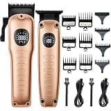 RASRGTRQ Hair for Men 2PCS Professional Clipper Set with LCD Screen Dual-Purpose USB Charging(Golden)