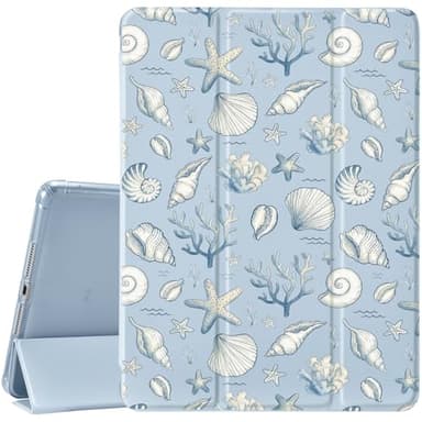 JOYLAND Conch Shell Case for iPad A16 11th Generation Case 11 Inch 2025/iPad 10th Gen 2022 10.9 inch with Pencil Holder,Trifold Stand Protective Cover with Soft TPU Back,Blue