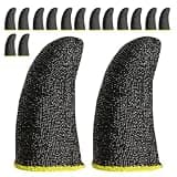 TIDTALEO 100pairs Ultra-Thin Carbon Fiber Gaming Finger Sleeves for Mobile Touchscreen Breathable Anti-Sweat Thumb Covers with Full Finger Tip Protection Enhanced Grip and Precision Control