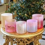 Crystal Soul Crystal Singing Bowl Harmony Set, Pink and Iridescent, 432Hz, C D E G B Notes, 5 Bowls for Meditation and Sound Healing