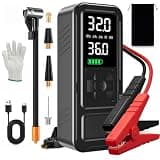 Calmara 1000A Portable Car Jump Starter with Air Compressor, 150PSI Smart Tire Inflator for Cars, Trucks & SUVs, 12V Battery Booster with LCD, USB-C Fast Charging, LED Emergency Light &