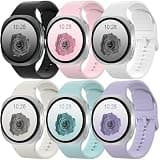 6 Pack Sport Bands Compatible with Samsung Galaxy Watch 8 40mm 44mm/Galaxy Watch 8 Classic 46mm, No Gap Soft Silicone Strap for Women Men