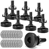 NANMOTUE Leveling Feet, Adjustable Furniture Levelers for Furniture Leg Levelers, Table Chairs Cabinets Sofa Raiser, Heavy Duty Support 2640LBs, T- Nut Kit 3/8”-16 Thread, Large Base (8 Set, Black)