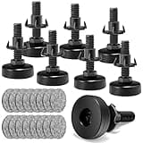 NANMOTUE Leveling Feet, Adjustable Furniture Levelers for Furniture Leg Levelers, Table Chairs Cabinets Sofa Raiser, Heavy Duty Support 2640LBs, T- Nut Kit 3/8”-16 Thread, Large Base (8 Set, Black)