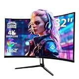 ZZA 32 Inch 4K Curved Gaming Monitor 160Hz Computer Moniter UHD 3840x2160P 1500R Curved VA Screen, Supports AMD Freesync, 120% sRGB HDR10, Wall Mountable Installs, wiht HDMI 2.1 * 2/DP 1.4 * 2, Black