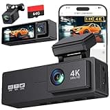4K 3 Channel Dash Cam Front and Rear,4K+2.5K+1080P Dash Camera for Cars Inside,3.2" Screen Dash Camera for Cars, WiFi APP Control,4 IR Night Vision, G-Sensor, 24H Parking Mode, 64GB SD Card Included