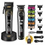 VGR 199 Professional 5-Speed Cordless Hair Clippers with LED Display & Charging Base 299 5-Speed Trimmer with Zero Gap Ceramic Blade – Complete Home Barber Kit for Men, Black