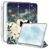 Cute Cat Case for iPad Air 13 Inch M4 2026/M3 2025/M2 2024 Built-in Pencil Holder, Cat&Snowflake Pad Case Trifold Stand Cover Transparent Back Shell, Auto Wake/Sleep,Blue
