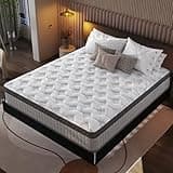 12'' King Hybrid Mattress with Comfort Foam, Innerspring Pillow Top King Mattress in a Box, King Size Mattress for Pressure & Pain Relief, Plush Feel but Supportive