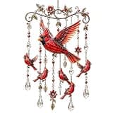Generic Graceful Bird Wind Chime with Crystal Pendants Birds Painting Winds Chime Creative Birds Winds Chimes Outdoor for Patio Porch Yard Garden