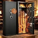 Long Gun Safe, 10-15 Biometric Gun Safe for Rifles and Pistols,Gun Safes for Rifle and Gun Locker, Gun Cabinet for Home with Adjustable Shelves, Fingerprint Large Gun Safe(16"D x 18"W x 55"H)