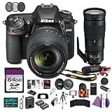 Nikon D7500 Camera Kit with 18-140mm Lens 4K DSLR Bundle with AF-S NIKKOR 200-500mm f/5.6E ED VR Lens + 7" Full HD Monitor + Microphone + Tripod + 95mm Filter Kit + 64GB Memory Card + Backpack + More