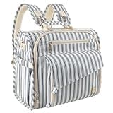 ALLCAMP Diaper Backpack, Waterproof Large Capacity Baby Bag, Multi-Function Nappy Bag with Stroller Hooks, Convertible Tote (Blue Stripe)