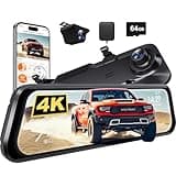 WOLFBOX G850 PRO 4K Mirror Dash Cam with ADAS and BSD, Smart Rear View Mirror with 5.8GHz WiFi, Voice Control, 12 inches Camera Includes 64GB Card, GPS, G-Sensor, Loop Recording