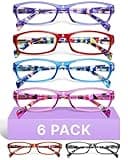 Gaoye 1.5 Reading Glasses for Women, 6 Pack Fashion Readers, Spring Hinge Eye Glasses, Blue Light Reading Glasses
