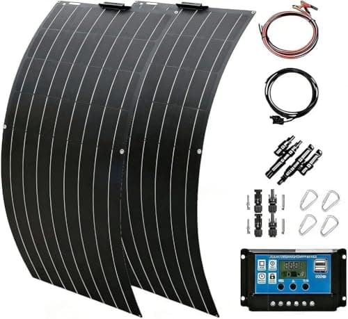 KZZAAO 800 Watt Solar Panel Flexible Monocrystalline Photovoltaic Modules with 40A Controller Waterproof 2PCS 400W Portable Solar Panel Kit