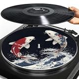 Doojoayie Koi Fish Turntable Platter Mat 12 Inch Turntable Mat Anti-Static Anti-Slip Turntable Pad LP Slipmat Reduce Static and Nosiy Enhance Sound Quality