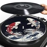 Doojoayie Koi Fish Turntable Platter Mat 12 Inch Turntable Mat Anti-Static Anti-Slip Turntable Pad LP Slipmat Reduce Static and Nosiy Enhance Sound Quality
