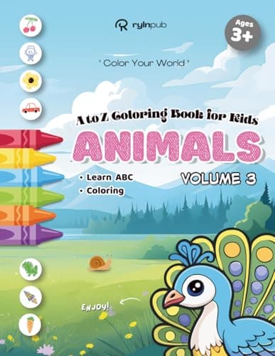 Cute Kawaii Animals Coloring Book for Kids Volume 3: Learn ABCs with Cute Animals | Big, Easy Designs for Kids Ages 3+ | 50+ Pages, 8.5 x 11 Inches