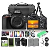 Nikon D3500 DSLR Camera Body Only Bundle | 24.2MP DX Sensor, Easy Controls, Full HD 1080p Video (1590) | Includes 55mm Color Filters, Photo Software, 64GB Card, EN-EL14 Battery, Tripod, Accessory