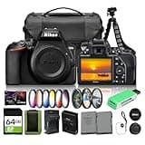 Nikon D3500 DSLR Camera Body Only Bundle | 24.2MP DX Sensor, Easy Controls, Full HD 1080p Video (1590) | Includes 55mm Color Filters, Photo Software, 64GB Card, EN-EL14 Battery, Tripod, Accessory