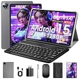 Aobante 10 Inch Tablet, Android 15 with 24GB RAM + 128GB ROM (1TB Expandable), Octa-Core, 1280x800 IPS HD Touchscreen, 5MP+8MP Dual Camera, 6000mAh, Tablet with Keyboard, Mouse, Widevine L1(Gray)