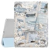 VibrantFruitique Case for iPad 9th/8th/7th Generation 10.2" (2021/2020/2019 Release) Summer Beach Trip Case,Auto Wake/Sleep & Pencil Holder & Clear Soft TPU Back & Trifold Stand Cover for Women