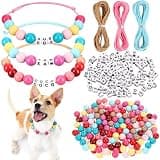Quelay Personalized DIY Beaded Dog Collars Adjustable Letter Name Colored Large Beaded Collar Bracelet for Small Medium and Large Pet Dogs Lover Gifts