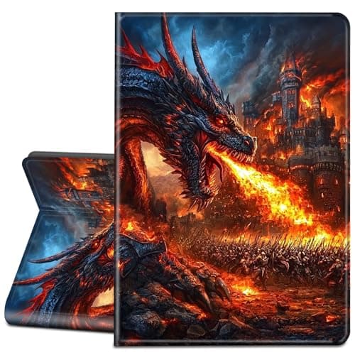 LYHXLYJH Case for Samsung Galaxy Tab A11 8.7 Inch 2025-Slim Leather Adjustable Stand Smart Cover with Auto Wake/Sleep,Fire-Breathing Dragon