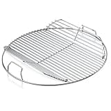 Weber 22-Inch Round Hinged Cooking Grate – Stainless Steel Replacement for Weber Charcoal Grills with Flip‑Up Sides, Easy Charcoal Access