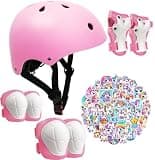 Kids Bike Helmet Set,CPSC Certified with Knee Elbow Wrist Pads Guards,Toddler Adjustable Blue Helmet for Ages 2-14 Girl Child,Sports Protective Gear Set for Bicycle Skate Scooter Rollerblading