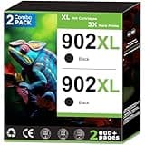 902XL Black Ink Cartridges Compatible With HP 902 Black Ink (2 Pack) Compatible with HP OfficeJet Pro 6968 6978 6950 6958 6979 6962 6956 6960 6970 6975 Printer High Yield Updated with V19.8.1 Chip